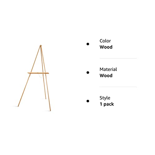 Falling in Art 65" A-Frame Tripod Easel Stand, Wooden Display Easel with Adjustable Canvas Holder, Floor Easel for Wedding Signs, Posters, Paintings, Falling in Art
