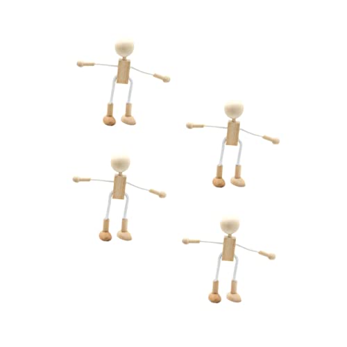 TEHAUX 16 Pcs Unfinished Wooden Doll Peg Doll Kit Wooden Peg Figures Wood Craft Supplies Plain Peg DIY Toys Robots Wooden Shapable Robot Cartoon TEHAUX