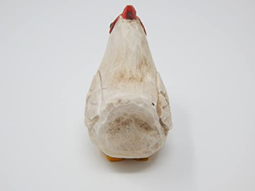 Selsela Hen Chicken Keychain Ring Clip Charm Farm Bird Miniature Wood Mini Figurine Small Animal Selsela