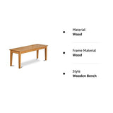 East West Furniture CAB-OAK-W Dining Room Bench with Wood Seat, 51x15x18 Inch East West Furniture