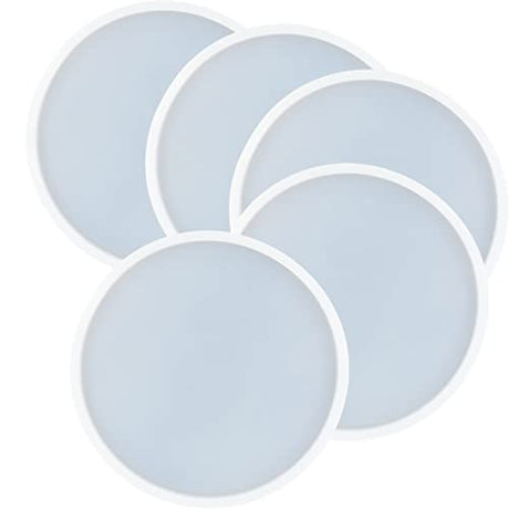 5Pcs Round Shape Epoxy Mold DIY Resin Casting Round Base Coaster Silicone Mold, Medium Size 4 inch QTTLLI