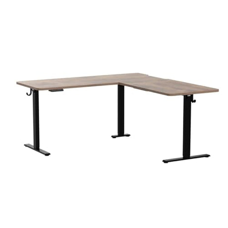 FEZIBO L Shaped Standing Desk Adjustable Height, 63 Inch Electric Stand up Corner Computer Desk, Sit Stand Home Office Desk with Splice Board, Rustic FEZIBO