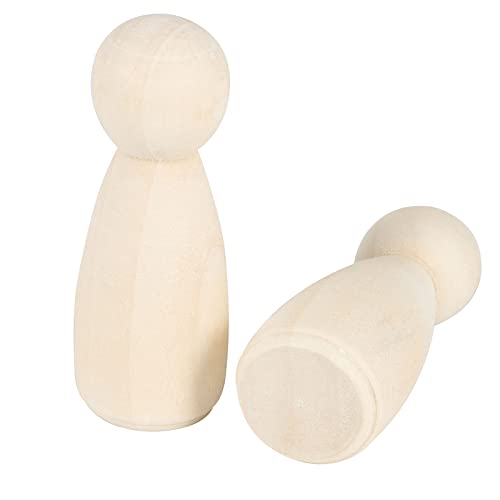 JAPCHET 50 Pack 3-1/2 Inch Large Wooden Peg Dolls, Unfinished Wooden Jumbo Peg People Wood Doll Bodies Figures for Painting, DIY Art Craft Projects,