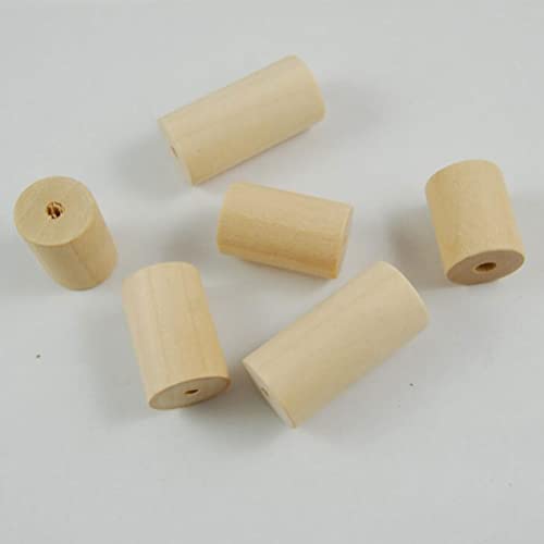 Hand Jewelry Ornament Crafts 60 Pcs Unfinished Wooden Craft Blocks Cylinders Wooden Tube Hole Round Bar for Art Crafts DIY Jewelry Accessories EXCEART