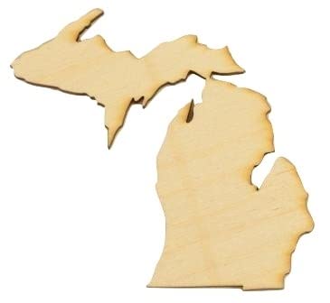 Michigan State Wood Cutout (Small 5.75" x 5.15" (Package of 10), 1/4" Baltic Birch) - WoodArtSupply