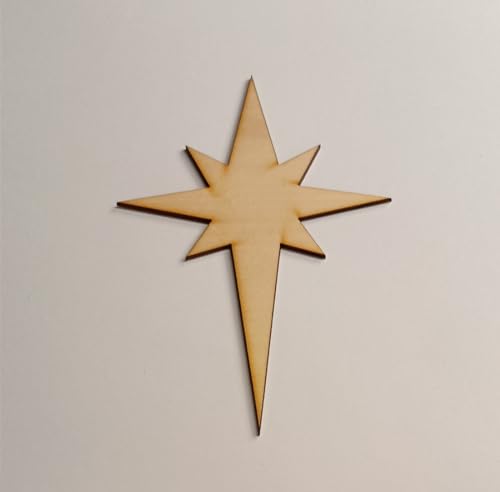 Set of 15 North Star Wood Blanks,Nativity Bethlehem Unfinished Wood Sta for Craft Supplies (4'') - WoodArtSupply