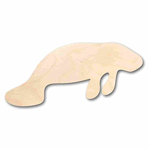 Unfinished Wood Manatee Shape - Florida - Ocean - Craft - up to 24" DIY 4" / 1/4" - WoodArtSupply