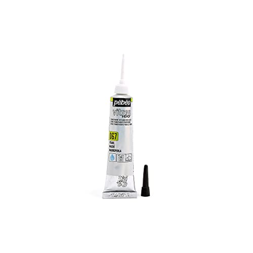 Pebeo Vitrea 160, Glass Paint Outliner, 20 ml Tube - Pearl, 0.68 Fl Oz (Pack of 1) - WoodArtSupply