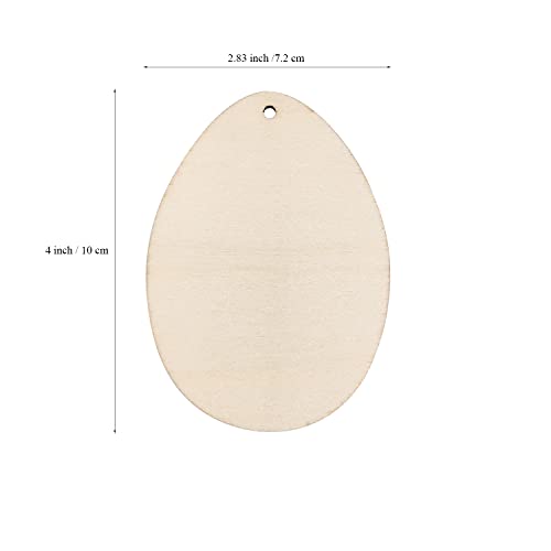 32 Pieces Wooden Easter Egg Cutout Easter Egg Gift Tags Small Wood Easter Eggs Crafts Unfinished Egg Hanging Ornaments for Easter Wedding Birthday