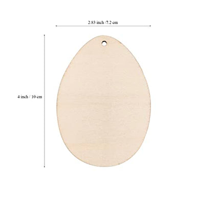 32 Pieces Wooden Easter Egg Cutout Easter Egg Gift Tags Small Wood Easter Eggs Crafts Unfinished Egg Hanging Ornaments for Easter Wedding Birthday