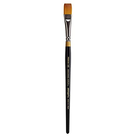 KINGART Premium Original Gold 9550-1/2 WASH/Glaze Series Artist Brush, Golden Taklon Synthetic Hair, Short Handle, for Acrylic, Watercolor, Oil and KINGART