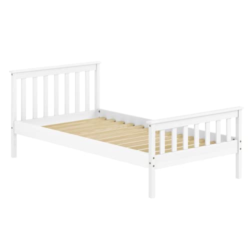 Urban Home Furniture Classic Shaker Style Farmhouse Rustic Solid Pine Platform Bed, Solid Wood Foundation with Wood Slat Support, No Box Spring - WoodArtSupply