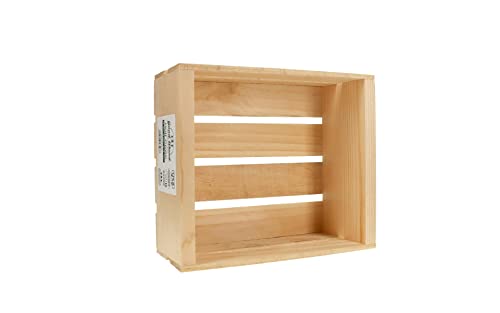 LEISURE ARTS Good Wood Wooden Half Crate craft caddy in unfinished pine for storage wood crates, Large decorative boxes and centerpieces for the home LEISURE ARTS
