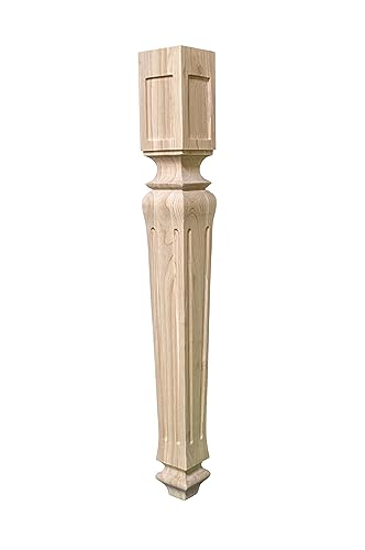 BingLTD - 30" Tall Unfinished Rubberwood Dining Table Leg with Grooves- 1 PC (TL30351-G-RW-UNF) - WoodArtSupply