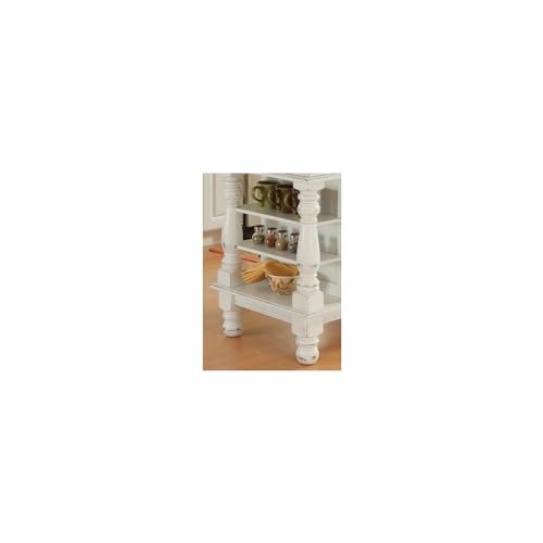 Homestyles Americana Kitchen Island, Off White Stationary Kitchen Island with Storage and Hardwood Top