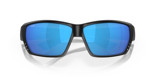 Costa Del Mar Men's Tuna Alley Polarized Rectangular Sunglasses, Matte Black/Grey Blue Mirrored Polarized-580G, 62 mm Costa Del Mar