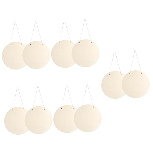 Tofficu 10 Sets DIY Door Hanging Sign Unfinished Wooden Slices Unfinished Wooden Rounds Unfinished Wood Plaque Unfinished Wood Crafts Blanks Tofficu