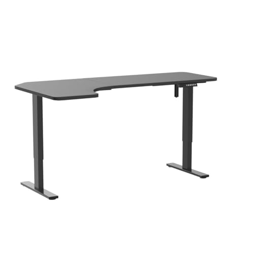 VIVO Electric Height Adjustable L Shaped 58 x 35 inch Corner Standing Desk, Black Reversible Table Top, Black Frame, Workstation with Memory Control