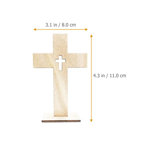 SEWACC 30pcs Cross Wood Jesus Wood Flower