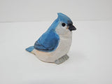 Selsela Tufted Titmouse Bird Wood Figurine Statue Blue Jay Sculpture Ornament Decor Miniature Art Carve Small Animal Selsela