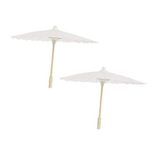 VILLCASE 2pcs chinese paper japanese umbrella Unfinished Umbrella oil paper parasol macrame decor white paper parasols wedding decorations Rainproof VILLCASE