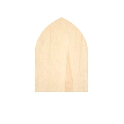 Plaid Wood Unfinished Gothic Arch Plaque, 5" x 7" Wooden Surface Perfect for DIY Arts and Crafts Projects, 63519