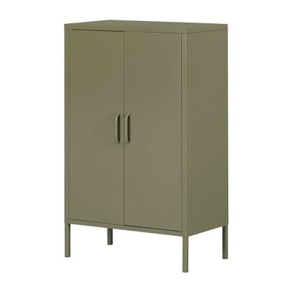 South Shore Crea Metal 2-Door Accent Cabinet, Olive Green - WoodArtSupply