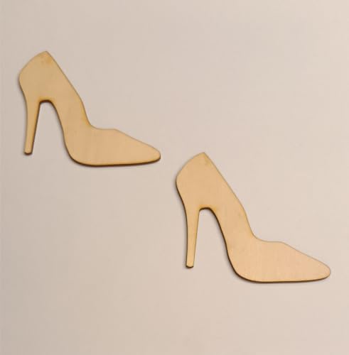 20pcs of High Heels Shaped Wood Cutouts,High Heel Shape,Wooden High Heel for Crafts and Decorations (4'') RUIXUAN