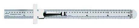 ALVIN Stainless Steel English Pocket Rule 6" Model 1532 Small Pocket Ruler and Depth Gauge with Metal Pocket Clip, Tool for Home Improvement, 6 Inch ALVIN