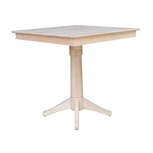 IC International Concepts Square Pedestal Dining Table, Unfinished - WoodArtSupply