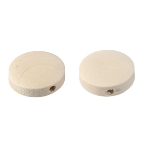 hobbyhub 200Pcs Flat Round Wooden Beads, 15mm Natural Unfinished Wooden Coin Spacer Beads Wooden Circle Coin Loose Beads for Jewelry Making hobbyhub