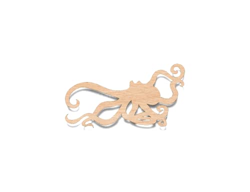 Unfinished Wood for Crafts - Octopus Shape - Large & Small - Pick Size - Laser Cut Unfinished Cutout Shapes Marine Sea Life Beach Vacation Squid - - WoodArtSupply