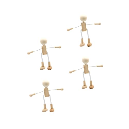 TEHAUX 16 Pcs Unfinished Wooden Doll Peg Doll Kit Wooden Peg Figures Wood Craft Supplies Plain Peg DIY Toys Robots Wooden Shapable Robot Cartoon TEHAUX