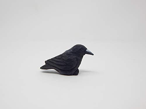 Selsela Raven Black Bird Crow Keychain Ring Hook Clip Charm Miniature Wood Mini Figurine Small Animal Selsela