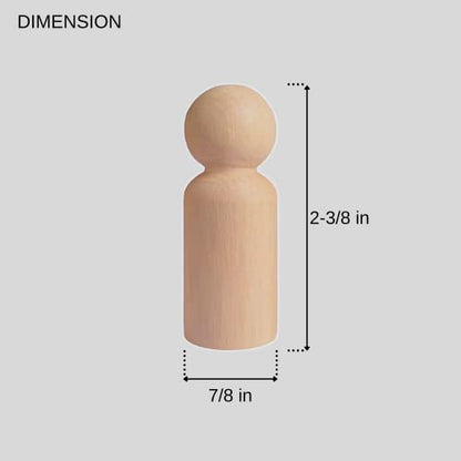 Peg Dolls Unfinished 2-3/8 inch Pack of 30 Wooden Peg People for Kids Crafts Chess Pieces Cake Toppers by ILOT - WoodArtSupply