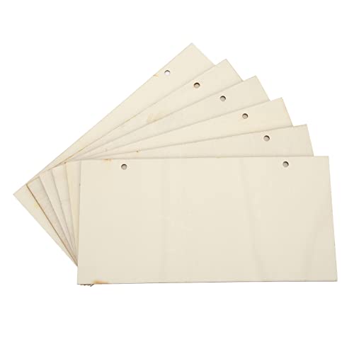 Unfinished Hanging Wood Sign,6Pack Blank Wooden Signs for Crafts,Decorative Wood Plaque Wooden Slices Banners with Holes Ropes for Coffee Shop HERCHR