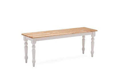 Boraam Farmhouse Bench, White/Natural 14 x 48 x 18 - WoodArtSupply