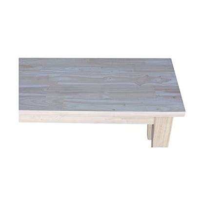 IC International Concepts International Concepts Shaker Style Unfinished Bench, 72" x 14" x 18" - WoodArtSupply