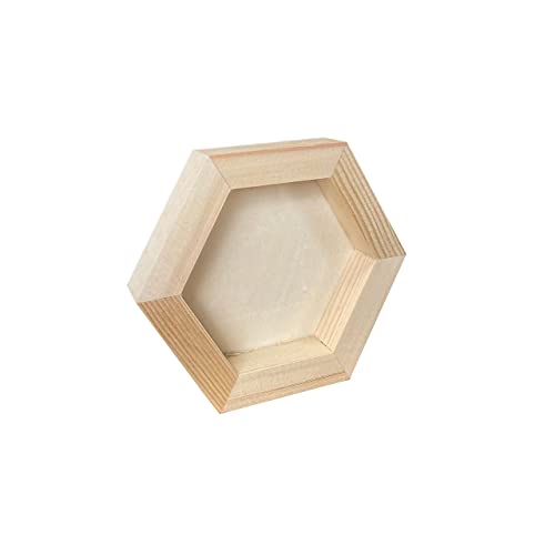 6 Pack Unfinished Wood Canvas Boards for Painting, 4x4.6 in Hexagon Wooden Panels for Crafts Cregugua