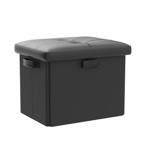 DocSafe Storage Ottoman with Lock,Fireproof Folding Ottoman Foot Rest Stool Storage Chest with Storage Safe for Important Documents,Waterproof 17 DocSafe