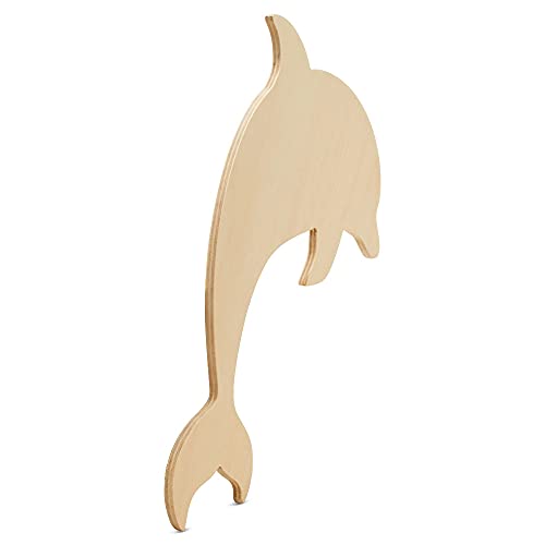 Unfinished Wooden Dolphin Cutout, 12", Pack of 1 Wooden Shapes for Crafts, Use for Summer, Beach & Nautical Decor and Crafting, by Woodpeckers Woodpeckers