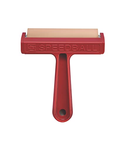 Speedball Pop-In Soft Rubber Brayer, 4" – Roller Tool for Crafting and Block Printing, Vinyl, Comfort Grip Handle Speedball