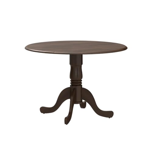 East West Furniture DLT-AWA-TP Dublin Dining Room Table - a Round Solid Wood Table Top with Dropleaf & Pedestal Base, 42x42 Inch, Walnut East West Furniture