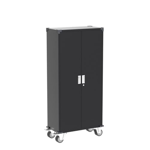 Aobabo Metal Garage Storage Cabinet with Wheels,72In High Lockable Steel Storage Cabinet for Garage Home Office Storage, Black Required-Assembly Aobabo