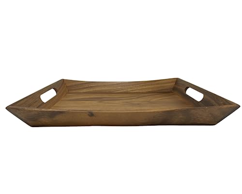 Lipper International Acacia Curved Serving Tray, 19.88" x 14" x 2.5" - WoodArtSupply