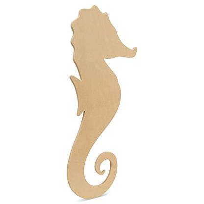 Unfinished Wooden Seahorse Cutout, 16", Pack of 1 Wooden Shapes for Crafts and Summer & Nautical Decor and Crafting, by Woodpeckers - WoodArtSupply