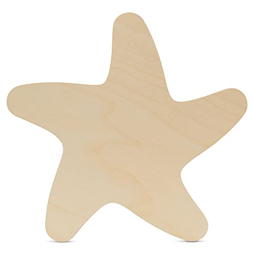Unfinished Wooden Starfish Cutout, 12", Pack of 1 Wooden Shapes for Crafts, Use for Summer, Beach & Nautical Decor and Crafting, by Woodpeckers Woodpeckers