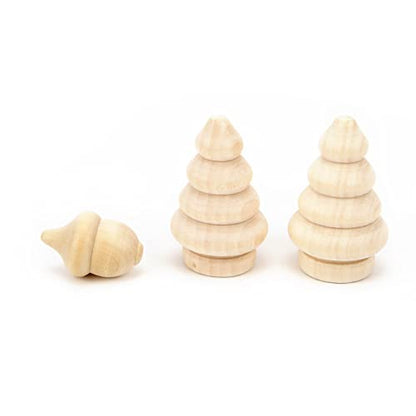 26Pcs Christmas Peg Dolls, Unfinished Wood Christmas Tree Acorn Snowman Figurines Body Shape for Arts and Crafts Children Kid Graffiti Drawing Toy - WoodArtSupply