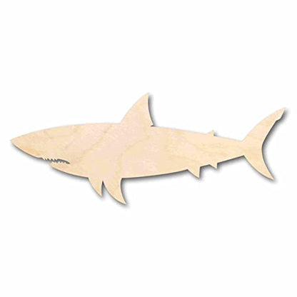 Unfinished Wood Great White Shark Silhouette - Craft- up to 24" DIY 4" / 1/4" - WoodArtSupply