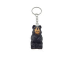 Selsela Black Bear Keychain Ring Clip Charm Miniature Wood Mini Figurine Small Animal Selsela